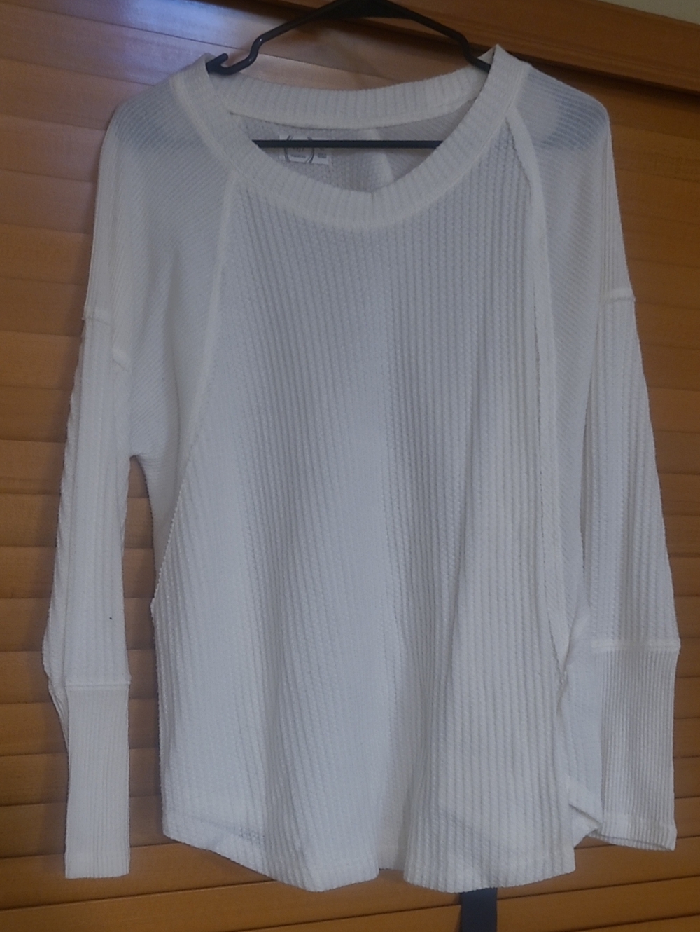 Cozy White Waffle Knit Crewneck Sweater